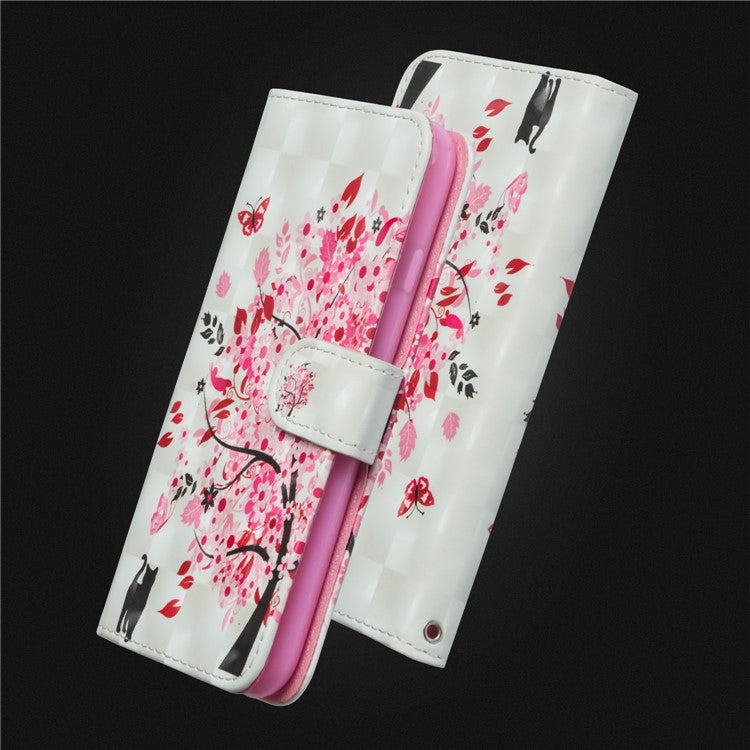 Pattern Printing Wallet Stand Leather Flip Casing for Huawei P20 Pro - Flowered Tree