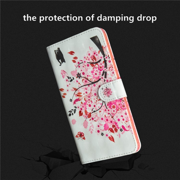 Pattern Printing Wallet Stand Leather Flip Casing for Huawei P20 Pro - Flowered Tree