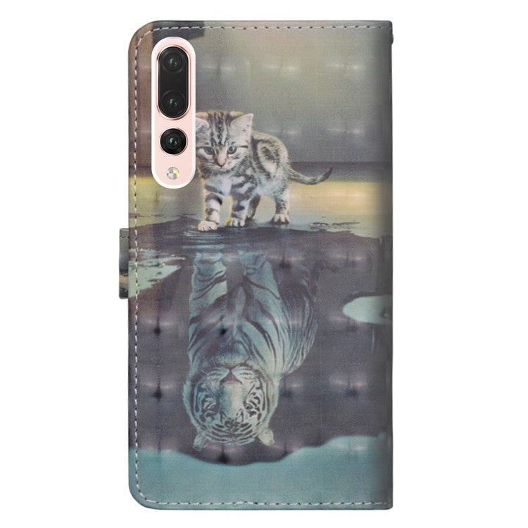 Pattern Printing Wallet Stand Leather Flip Accessory Case for Huawei P20 Pro - Cat
