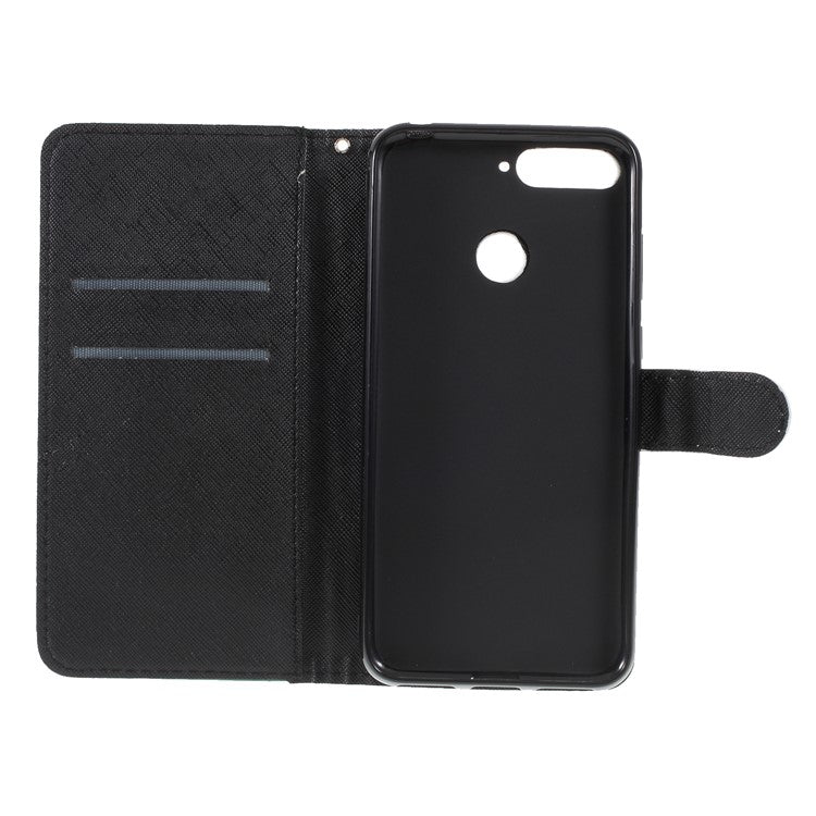 Pattern Printing Leather Wallet Shell Case for Huawei Y6 (2018)/Honor 7A (without Fingerprint Sensor) - Panda Pattern