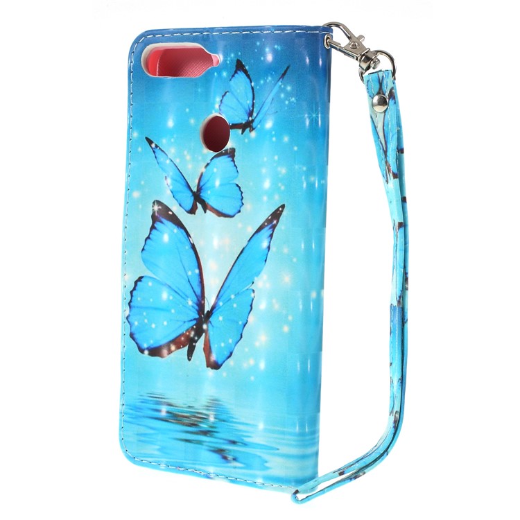Pattern Printing Magnetic Leather Wallet Case for Huawei Y6 (2018)/Honor 7A (without Fingerprint Sensor) - Blue Butterfly