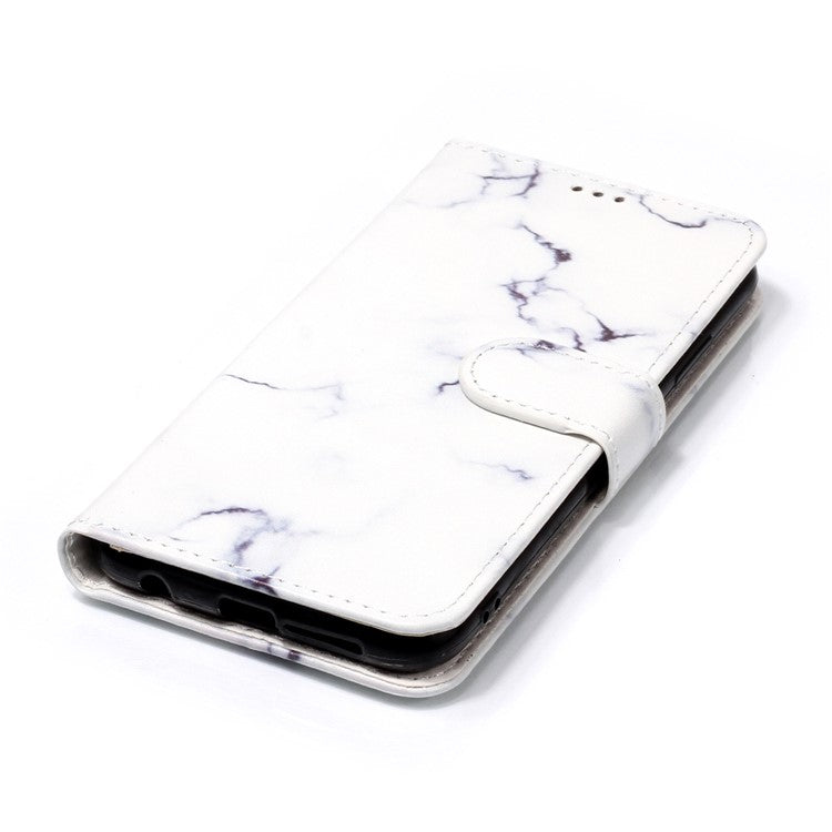 Pattern Printing Wallet Stand Leather Flip Case for Huawei P20 Lite / Nova 3e - White Marble