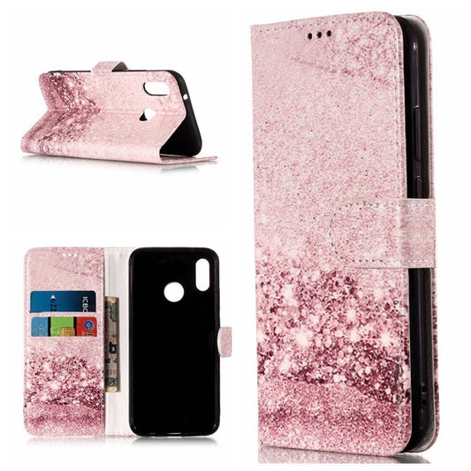 Pattern Printing Wallet Stand Leather Phone Casing for Huawei P20 Lite / Nova 3e - Glittery Sequins