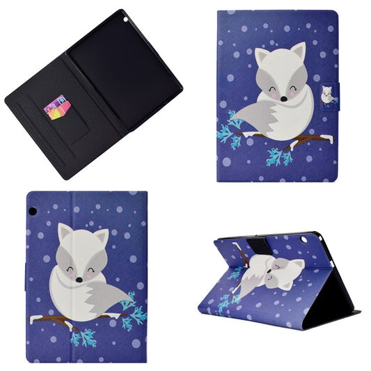 Patterned PU Leather Protector Case with Card Slots for Huawei MediaPad T3 10 - Fox