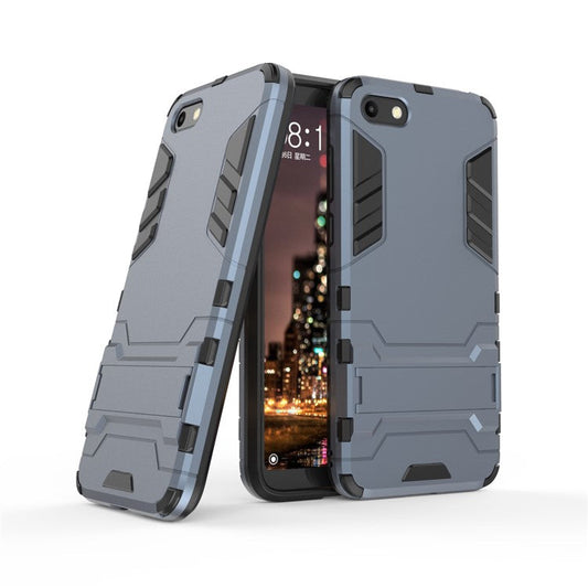 Dark Blue - Cool Guard Plastic TPU Hybrid Case with Kickstand for Huawei Y5 (2018) / Y5 Prime (2018)