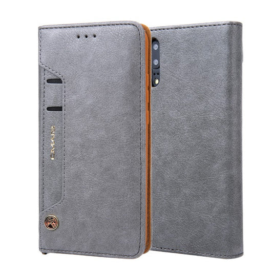 CMAI2 PU Leather Card Slots Folio Protective Case with Stand for Huawei P20 - Grey