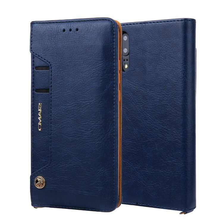 CMAI2 PU Leather Card Slots Mobile Cover with Photo Slots for Huawei P20 Pro - Dark Blue