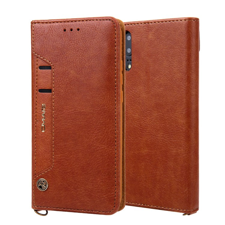 CMAI2 PU Leather Card Slots Flip Cellphone Case Accessory for Huawei P20 Pro - Brown