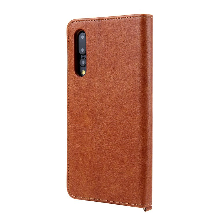 CMAI2 PU Leather Card Slots Flip Cellphone Case Accessory for Huawei P20 Pro - Brown