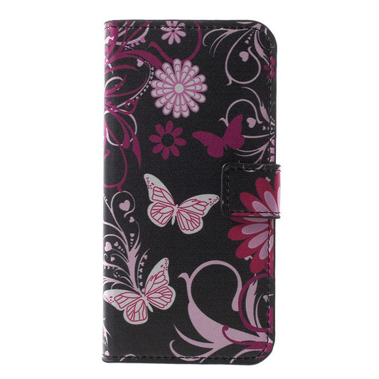 Pattern Printing PU Leather Magnetic Wallet Stand Protective Shell for Huawei Honor  Y5 (2018) / Y5 Prime (2018) / Honor 7s / Play 7 - Butterfly Flower