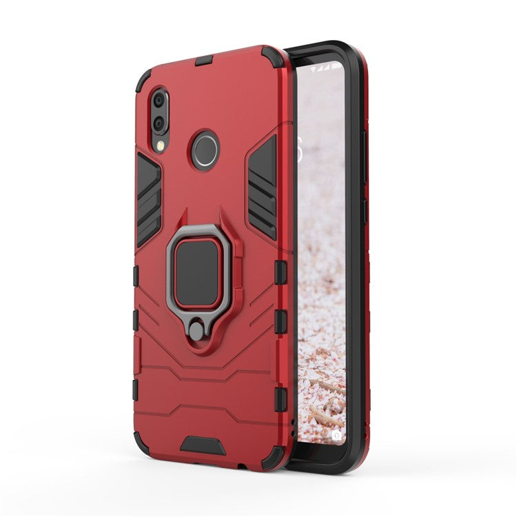 Cool Guard Ring Holder Kickstand PC TPU Hybrid Cover for Huawei P20 Lite / Nova 3e - Red