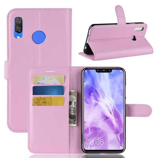 Litchi Skin Magnetic Leather Stand Case for Huawei nova 3 - Pink