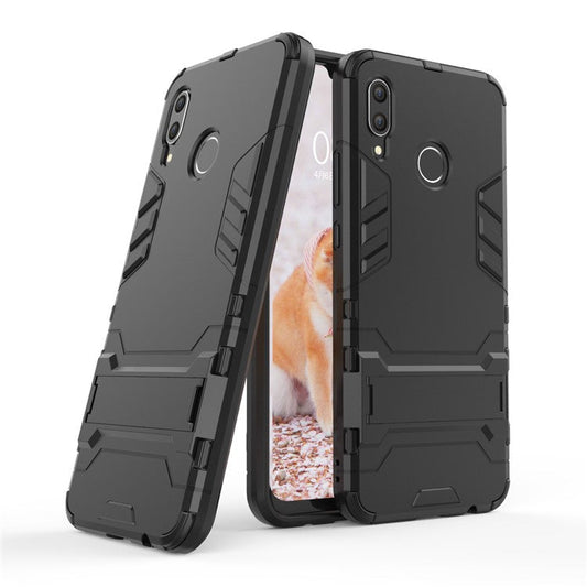 Shockproof PC + TPU Hybrid Kickstand Back Case for Huawei nova 3 - Black