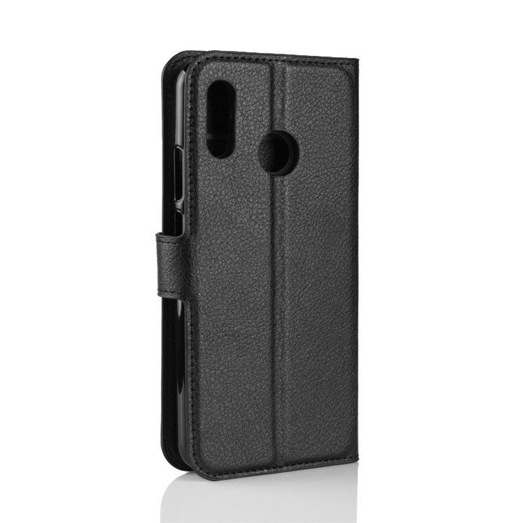 Litchi Texture Wallet Stand Leather Phone Case for Huawei nova 3i / P Smart+ - Black
