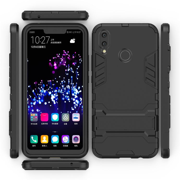 Plastic + TPU Hybrid Case with Kickstand for Huawei P Smart+ / nova 3i - Black