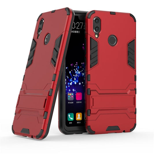 Plastic + TPU Hybrid Mobile Phone Case with Kickstand for Huawei P Smart+ / nova 3i - Red