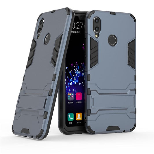Plastic + TPU Hybrid Case Shell Cover with Kickstand for Huawei P Smart+ / nova 3i - Dark Blue
