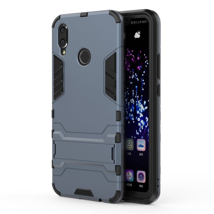 Plastic + TPU Hybrid Case Shell Cover with Kickstand for Huawei P Smart+ / nova 3i - Dark Blue