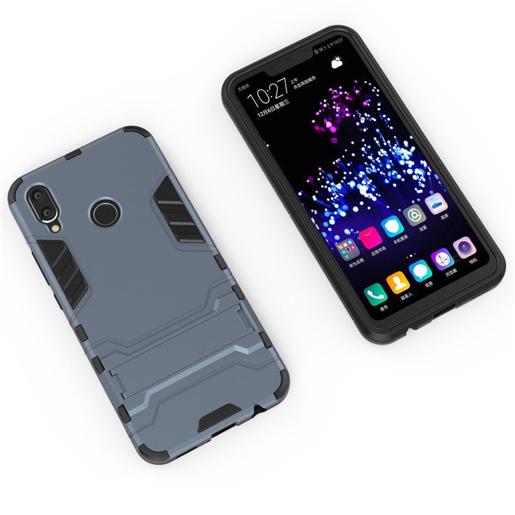 Plastic + TPU Hybrid Case Shell Cover with Kickstand for Huawei P Smart+ / nova 3i - Dark Blue