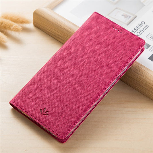 VILI DMX Cross Texture Card Holder Leather Stand Shell for Huawei P Smart+ /nova 3i - Rose