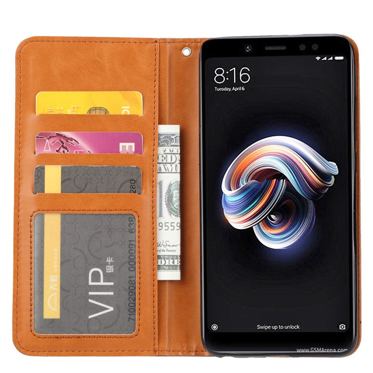 PU Leather Auto-absorbed Stand Wallet Protective Casing for Huawei P Smart Plus / nova 3i - Brown