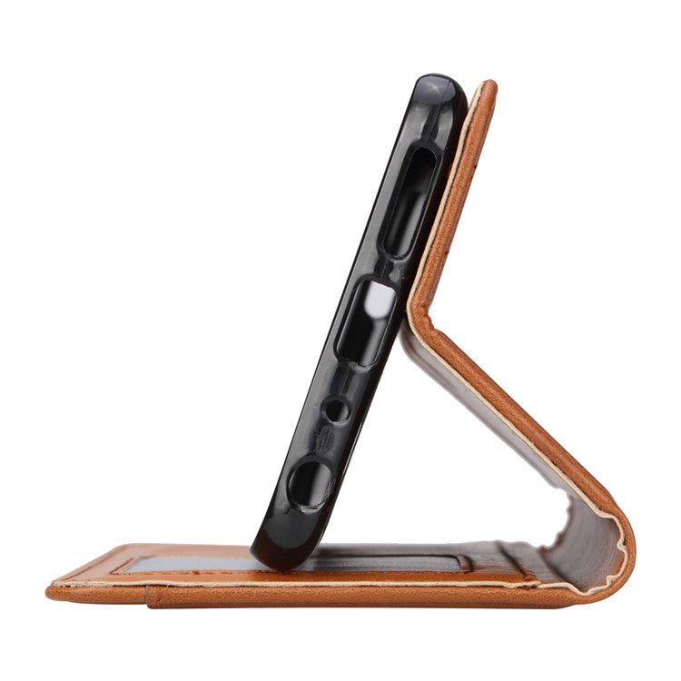 PU Leather Auto-absorbed Stand Wallet Protective Casing for Huawei P Smart Plus / nova 3i - Brown