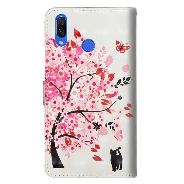Pattern Printing Leather Wallet Case [with Stand Lanyard] for Huawei Honor 8X / Honor View 10 Lite - Cat and Flowered Tree