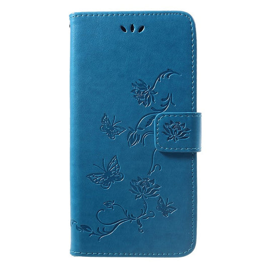 Imprint Butterfly Flower PU Leather Wallet Phone Shell for Huawei nova 3i / P Smar+ - Blue