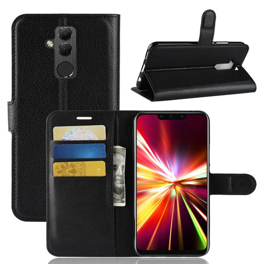For Huawei Mate 20 Lite Litchi Grain Leather Wallet Mobile Phone Case Cover with Stand - Black