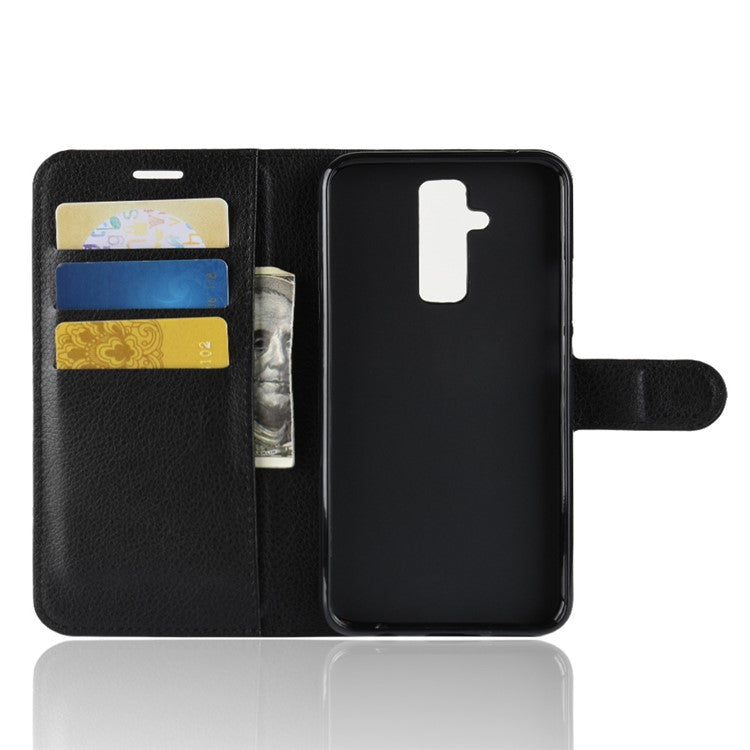 For Huawei Mate 20 Lite Litchi Grain Leather Wallet Mobile Phone Case Cover with Stand - Black