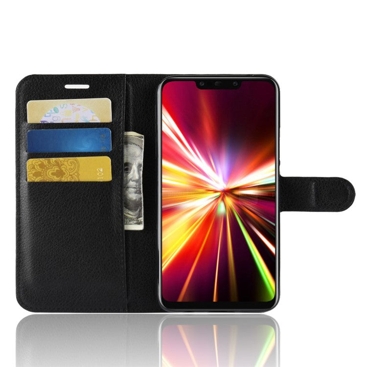 For Huawei Mate 20 Lite Litchi Grain Leather Wallet Mobile Phone Case Cover with Stand - Black