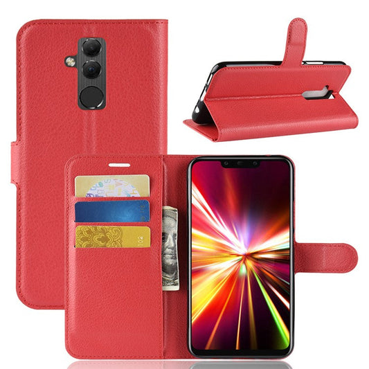 For Huawei Mate 20 Lite Litchi Grain Leather Wallet Mobile Phone Case Cover with Stand - Red