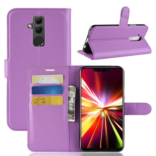 For Huawei Mate 20 Lite Litchi Grain Leather Wallet Mobile Phone Case Cover with Stand - Purple