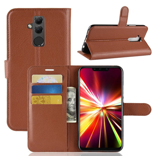 For Huawei Mate 20 Lite Litchi Grain Leather Wallet Mobile Phone Case Cover with Stand - Brown