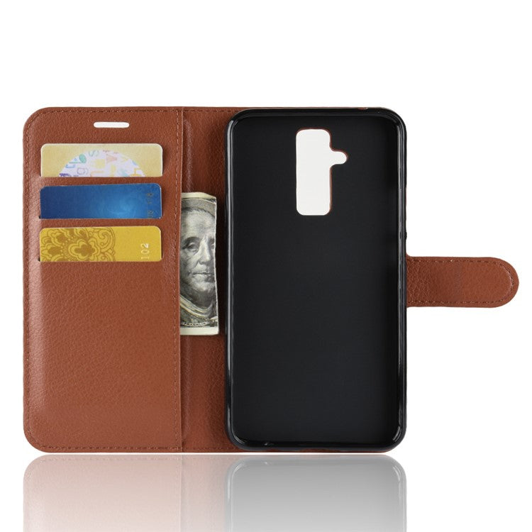 For Huawei Mate 20 Lite Litchi Grain Leather Wallet Mobile Phone Case Cover with Stand - Brown
