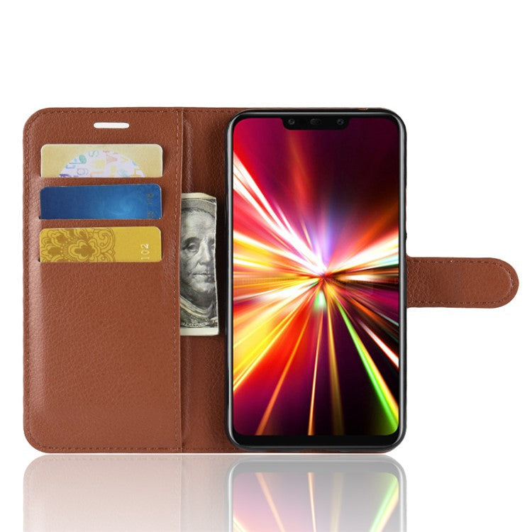 For Huawei Mate 20 Lite Litchi Grain Leather Wallet Mobile Phone Case Cover with Stand - Brown