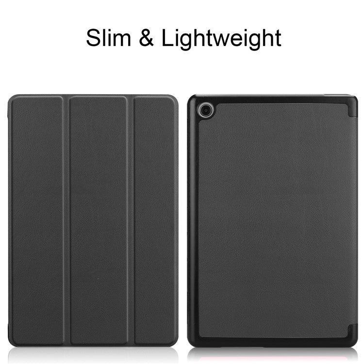 Tri-fold Stand Leather Protection Cover for Huawei Mediapad C5 10 / M5 Lite 10 - Black