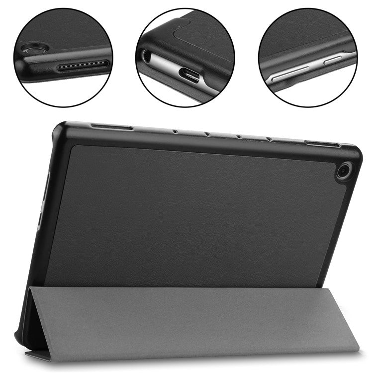 Tri-fold Stand Leather Protection Cover for Huawei Mediapad C5 10 / M5 Lite 10 - Black