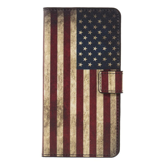 Pattern Printing PU Leather Magnetic Mobile Phone Shell for Huawei Mate 20 Lite - Retro US Flag