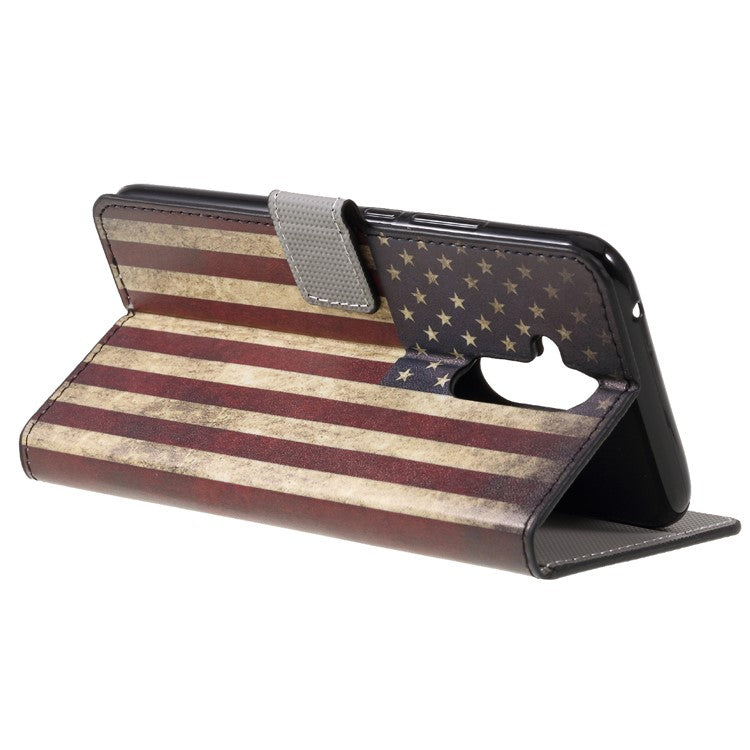 Pattern Printing PU Leather Magnetic Mobile Phone Shell for Huawei Mate 20 Lite - Retro US Flag