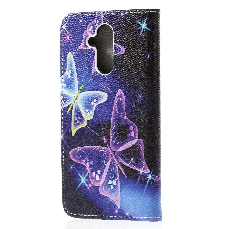 Pattern Printing Cross Texture Wallet Leather Stand Case for Huawei Mate 20 Lite - Vivid Butterflies
