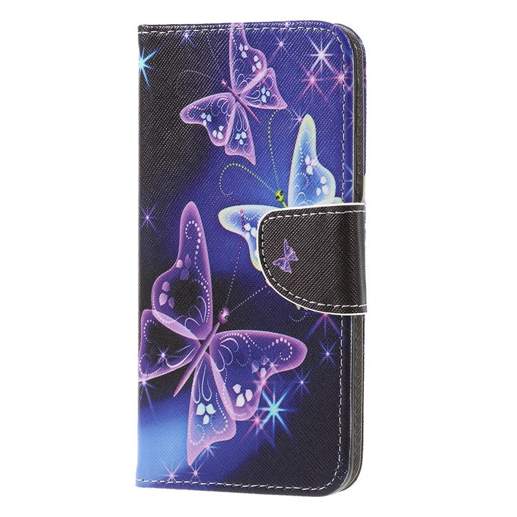 Pattern Printing Cross Texture Wallet Leather Stand Case for Huawei Mate 20 Lite - Vivid Butterflies