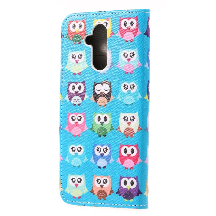 Pattern Printing Cross Texture Wallet Leather Stand Cover for Huawei Mate 20 Lite - Multiple Owls
