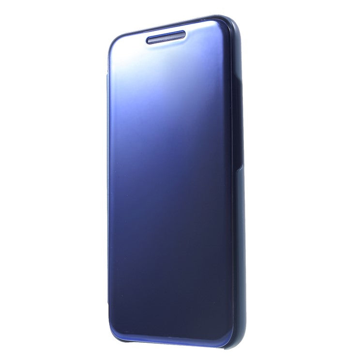 Plated Mirror Surface Leather Phone Case with View Window for Huawei Mate 20 Lite / Maimang 7 - Blue