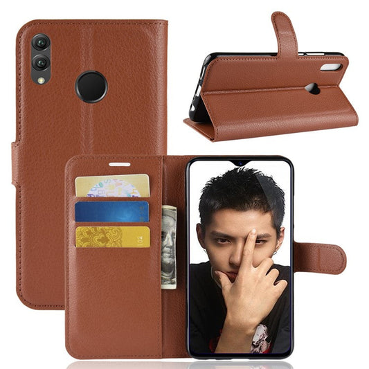 Litchi Texture Case / Wallet Stand Leather Phone Cover for Huawei Honor 8X / Honor View 10 Lite - Brown