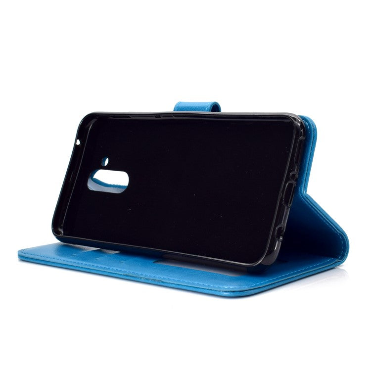 Imprint Totem Pattern Wallet Stand Leather Protective Cover for Huawei Mate 20 Lite - Blue