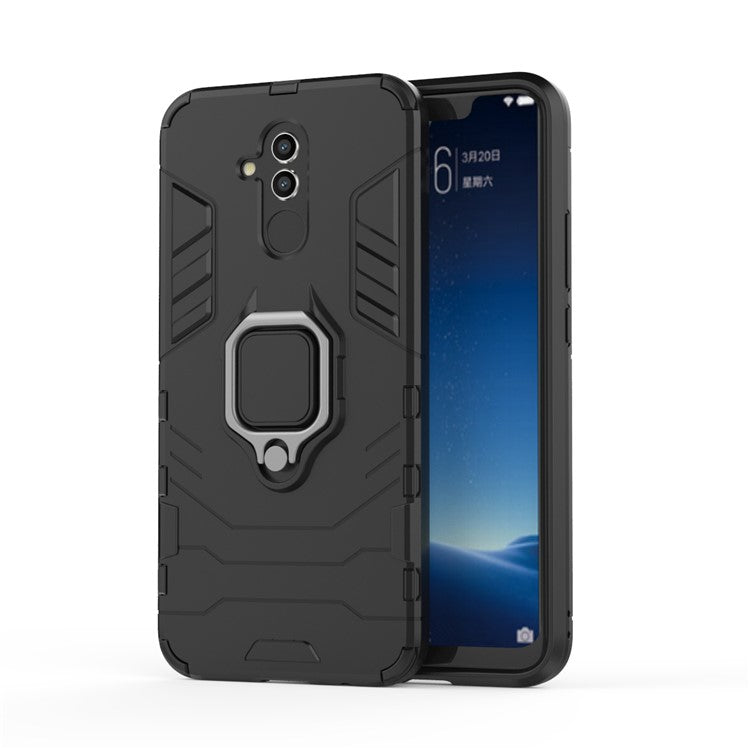 TPU + PC Hybrid Casing with Finger Ring Kickstand for Huawei Mate 20 Lite - Black
