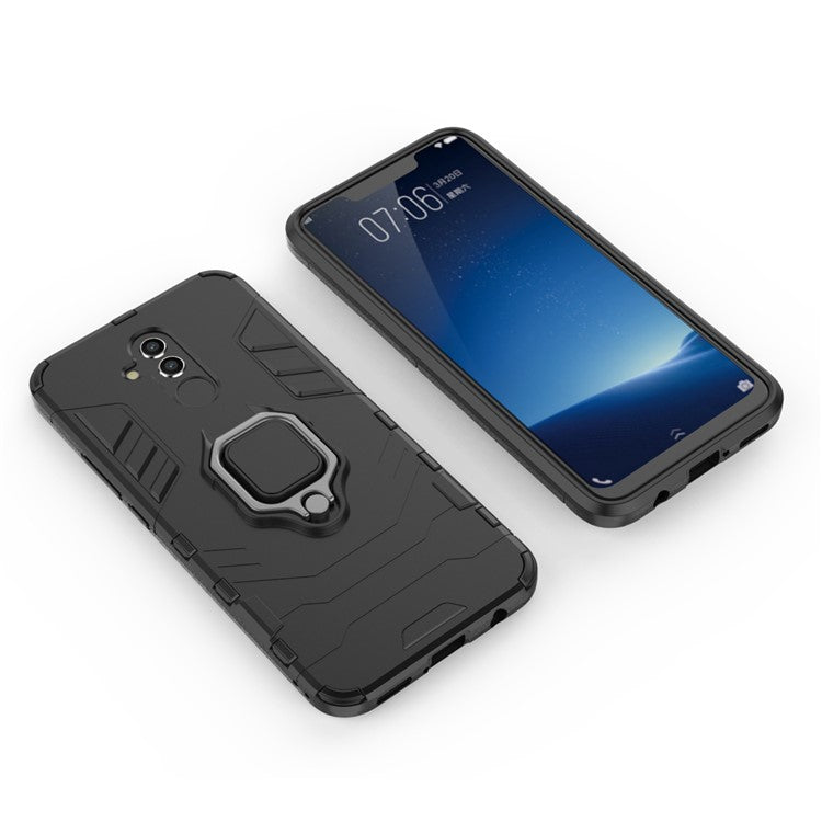 TPU + PC Hybrid Casing with Finger Ring Kickstand for Huawei Mate 20 Lite - Black