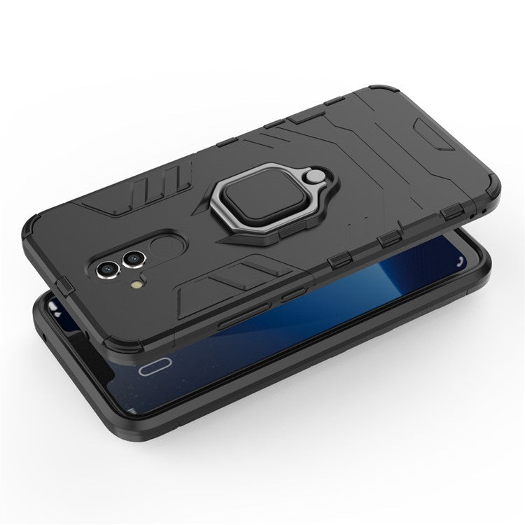 TPU + PC Hybrid Casing with Finger Ring Kickstand for Huawei Mate 20 Lite - Black