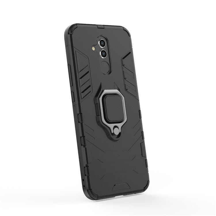 TPU + PC Hybrid Casing with Finger Ring Kickstand for Huawei Mate 20 Lite - Black
